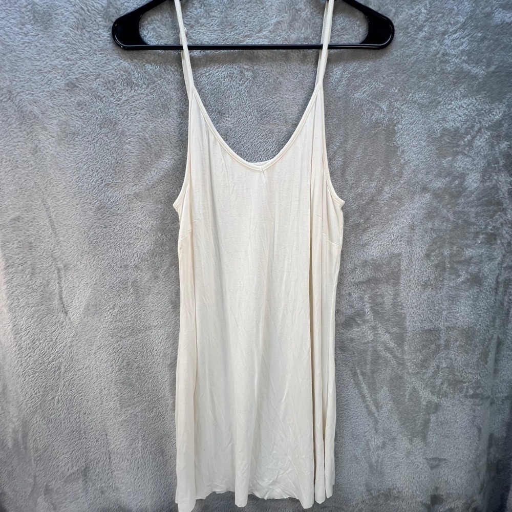 Cream V Neck Camisole Tank Top Adjustable Straps Raw Hem Boho Layering